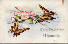 Postcard With Valentine Thoughts butterflies and flower