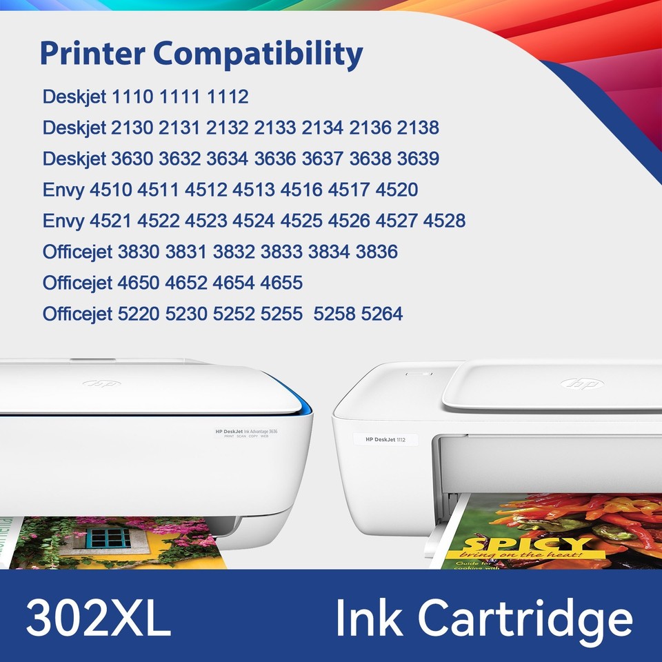 ONLYU Compatible HP 302 302XL 3 Cartouche D'encre Pour HP DeskJet 2130 3630, HP OfficeJet 3830