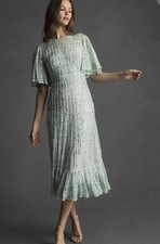 Mac Duggal 5579 Sz 18 Sage Green Flounce Sleeve Embellished Midi Dress $578