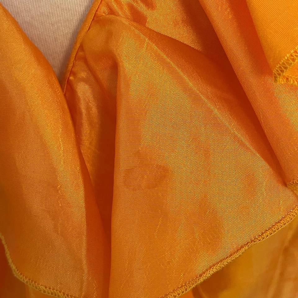 Blusa Top Mujer Vintage Jerry T. Naranja Volantes Corbata Cintura Manga Larga Talla XXL Foto 3 de 4