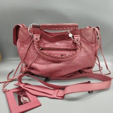 Auth Balenciaga Classic City Medium Pink Lamb...