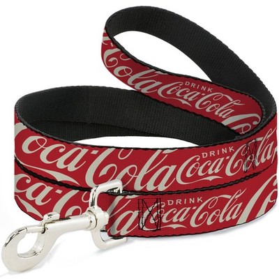 Dog Leash 6-FEET DRINK COCA-COLA Typograpy Logo Scattered Red/White WIDE 1.5''