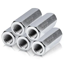 5 Pcs 014973322175 Coupling Nuts 3/8-24 X 1-1/8" Hex Coupling Nut with Zinc Plat