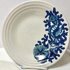 2 Fiesta Coastal Seahorse by Homer Laughlin, 9" Salad Plates, Retired Pattern