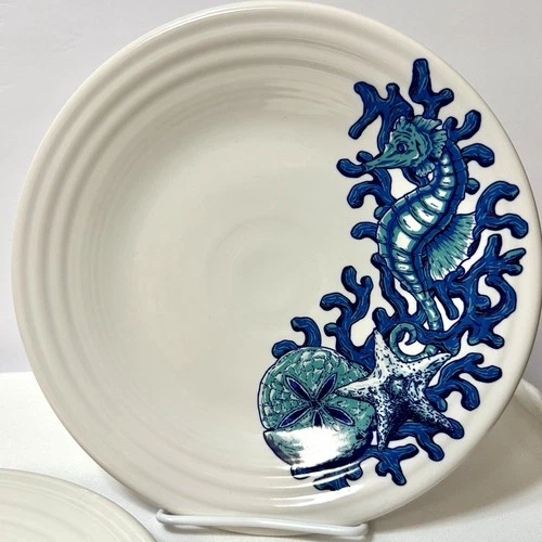 2 Fiesta Coastal Seahorse by Homer Laughlin, 9" Salad Plates, Retired Pattern