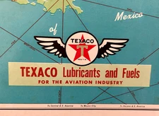 1955 TEXACO Lubricants And Fuels Aviation Industry Airline Map USA