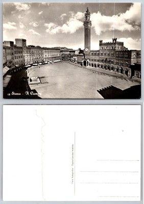 Vintage Real Photo Postcard Siena Italy Piazza del Campo Torre del Mangia RPPC