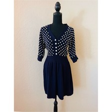 Marc By Marc Jacobs Navy Midi Dress with White Polka Dots