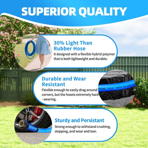 Heavy Duty Garden Hose, Water Hose 5/8-Inch by 50-Feet 500 PSI Kink Resistant... - Picture 6 of 7