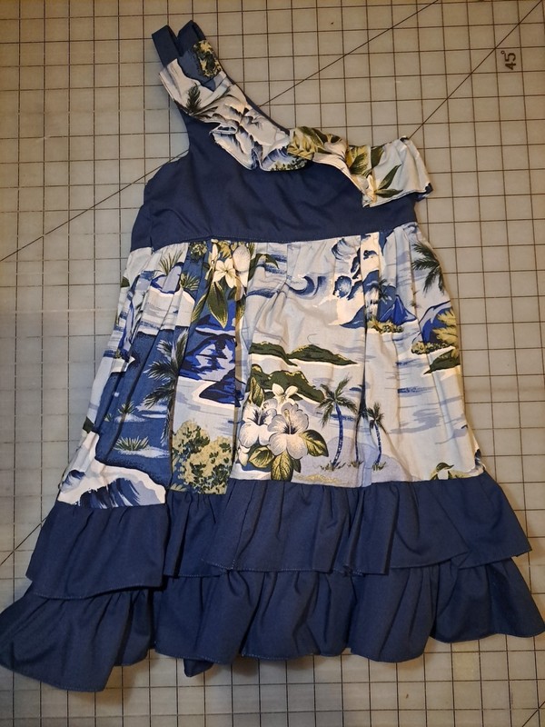 Girls Summer Off The Shoulder Blue Tropical Dress Size 2