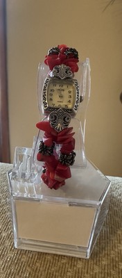 Mira Stone Nugget Band Quartz Watch Stretch Band - Has New Battery.Stand Not Inc