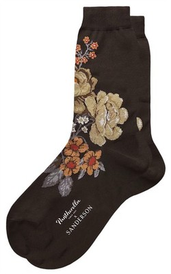 Pantherella Damen Hykenham Blumen Baumwolle Socken - Schwarz