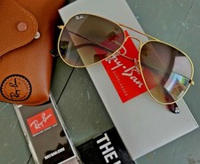 Ray-Ban Sunglasses RB3025 Aviator Gradient Gold Frame Light Brown Lens 58mm