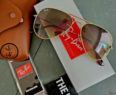 Ray-Ban Sunglasses RB3025 Aviator Gradient Gold Frame Light Brown Lens 58mm