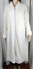 Oscar De La Renta Pink Label Fleece Robe Zip Front Pockets Scalloped M