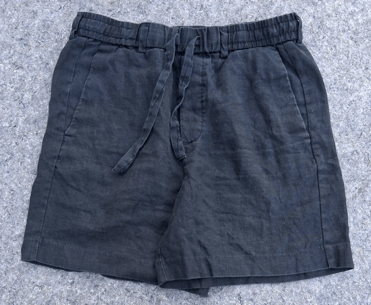 Zara womens medium 100% linen shorts black hi waist wide leg resort wear