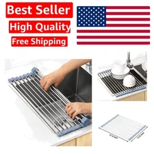 Over The Sink Dish Drying Rack, Roll Up Dish Drying Rack Kitchen Dish Rack St...