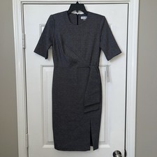 Calvin Klein Dress Women Sz 2 Grey Black Pencil Sheath Elegant Short NICE!!!!