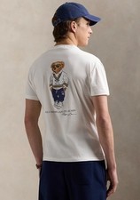 Polo Ralph Lauren White PREPPY TENNIS BEAR Short Sleeve POCKET T Shirt