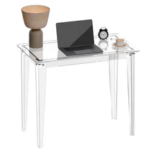 Small Acrylic Computer Desk, 35.4 Inch, Clear Study Desk for Home Office, Wri...
