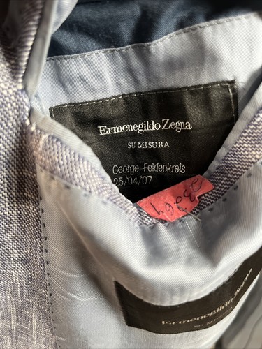 Ermenegildo Zegna Su Misura Leinenwolle Seide marineblau Sportmantel 44L - Bild 8 von 11