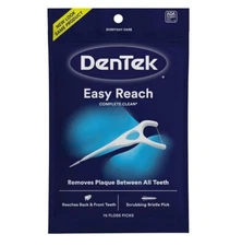 DenTek Complete Clean Easy Reach Floss Picks, No Break & No Shred Floss, 75 Coun