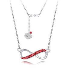 Sterling Silver University of Arkansas Razorbacks Crystal Infinity Necklace