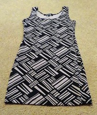FOREVER 21 JUNIOR'S Beige/Black Fitted TANK MINI DRESS SIZE S, EUC