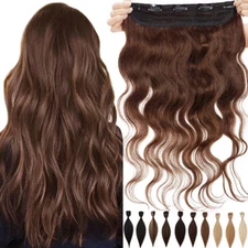 Wavy One Piece Thick 100% Real Remy 3/4 Full Head Clip In Human Hair Extensions