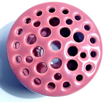 Vintage Dusty Rose Ceramic Flower Frog 33 Holes