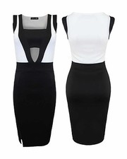 Ladies Women Tank Sleeveless Side Slit Hollow Out Sheath Midi Bodycon Dress Top