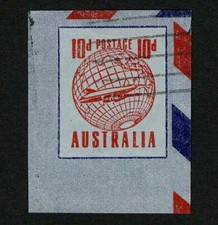 Australia Red 10d Air Mail Envelope Cut Square Used