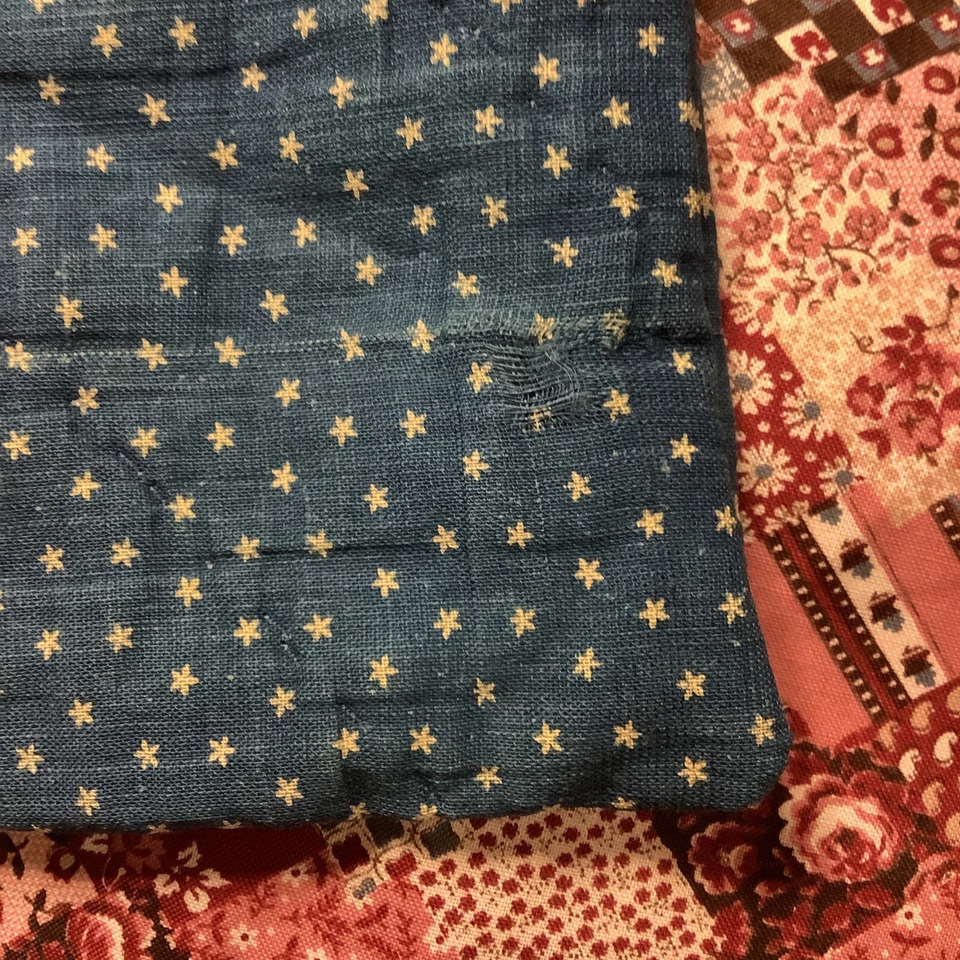 Prim Ditty Seed Bag Indigo Blue With White Stars 1800’s Fabric Handmade Folk Art - Image 4 of 4
