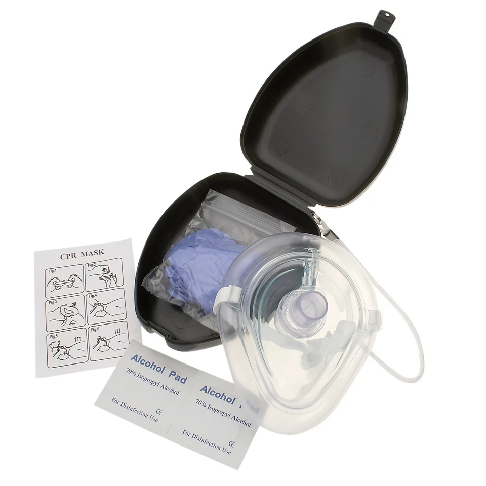 1 Pocket CPR mask in Hard Case - Mask w/O2 with Gloves - Image 3 of 4