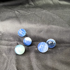 Vintage Glass Marbles Lot of 5 Blue  White Size approx. .55"- .63"