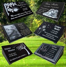 Grabstein Grabplatte Gedenkstein Granit ca.40x30cm mit Stütze Urnengrab