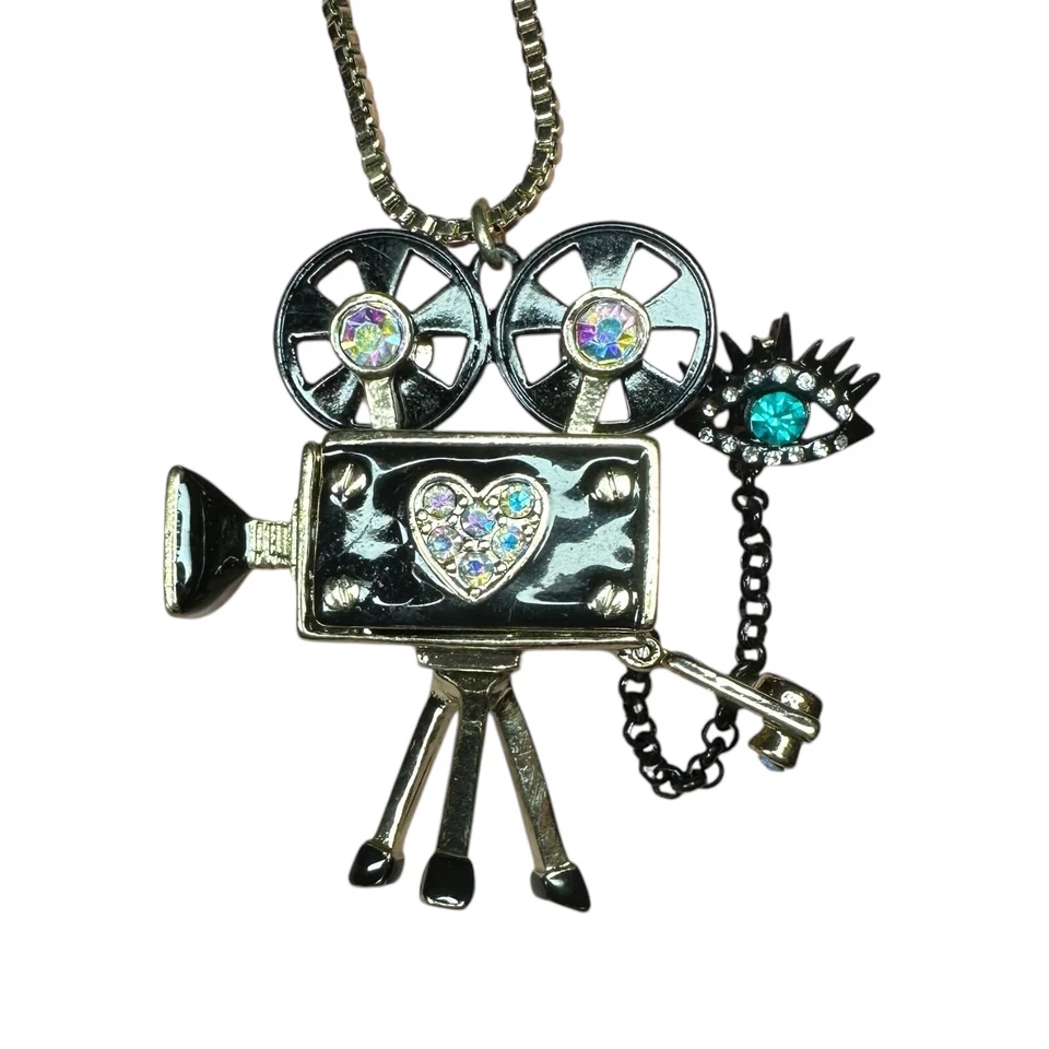 Collar Largo Betsey Johnson Vintage Film Noir Estrella de Cine Ojo Cámara Director Foto 2 de 4