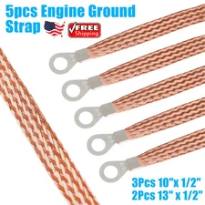 5× Universal Automotive Ground Strap Copper Car Truck Engine Ground Strap Cable