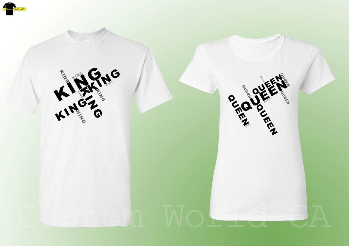 correcto Soleado Elasticidad King QUEEN Couple T Shirts Matching Tees His and Hers New Design (White) |  eBay