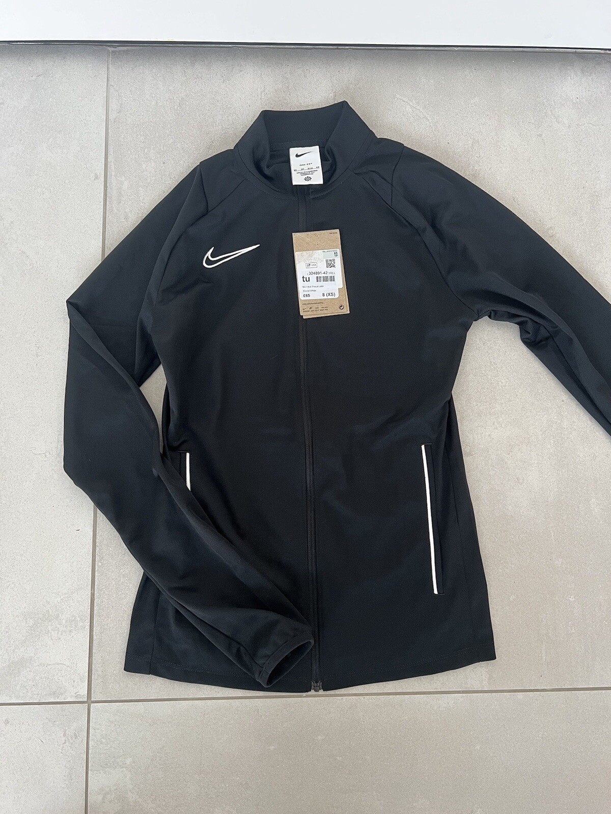 Nike Womens Track Jacket Black XS Academy Dri Fit Full Zip Tracksuit Top