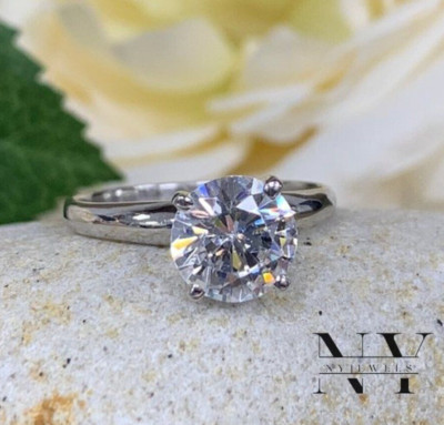 2 CT Round Cut Sparkle Moissanite Solitaire Engagement Ring 14k White Gold VVS1