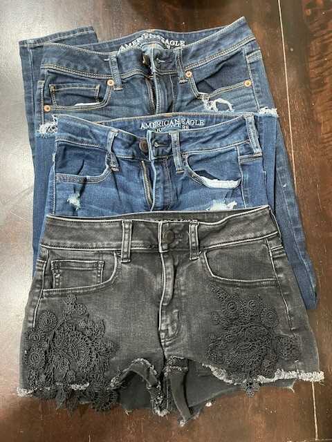 American Eagle Jeans and Shorts Lot of 3, 2 Jeans and 1 pair of shorts. Size 2.