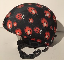 Ski  Sport Helmet cover by Shellskin. Red/Black Lady Bug print Spandex.1 Size