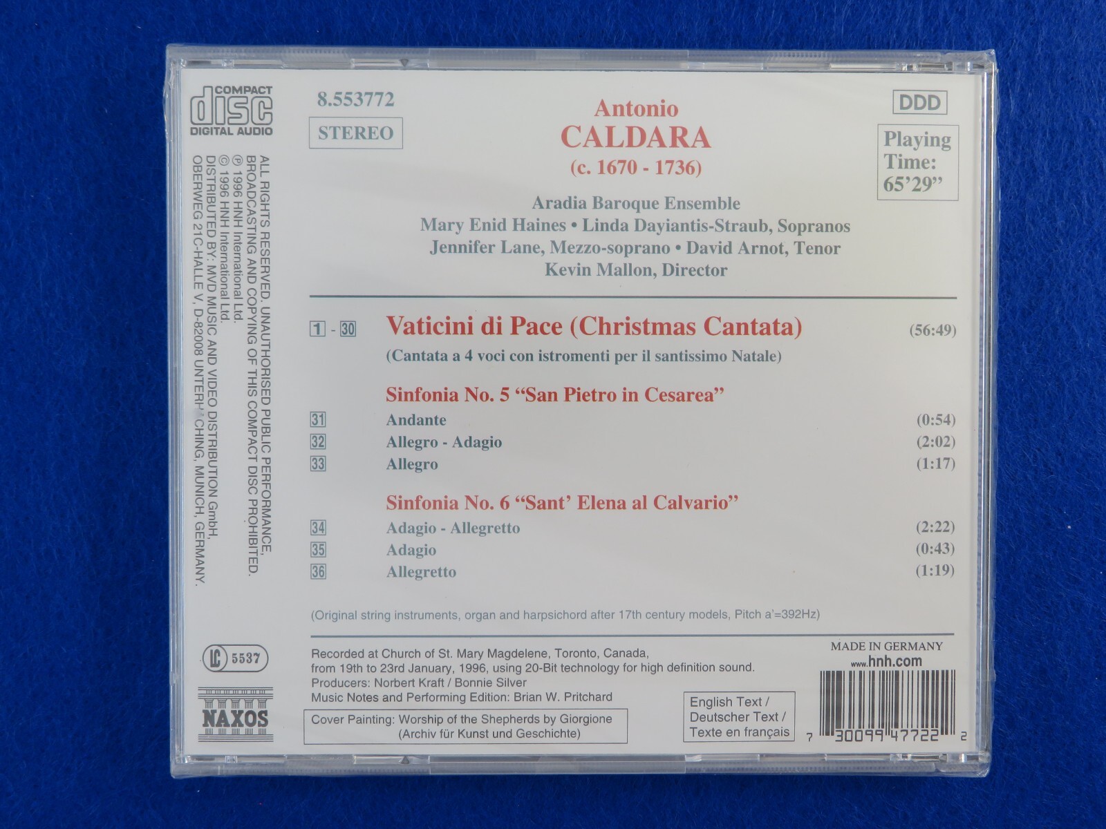 Caldara Christmas Cantata Vaticini Di Pace Kevin Mallon-Brand New-CD ...