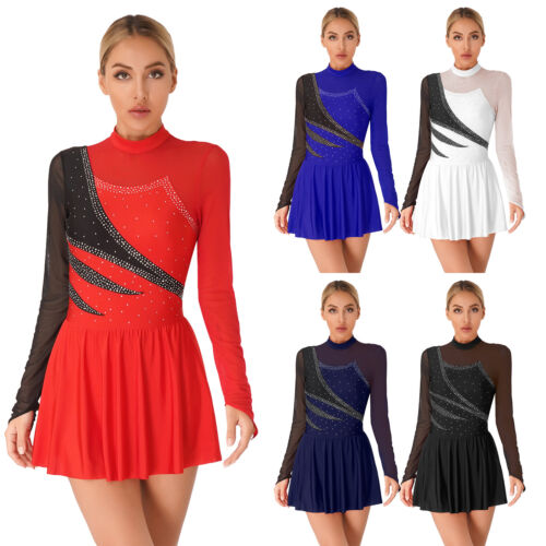 Gonna donna abito strass ginnastica danza body color block abbigliamento danza - Foto 2 di 61