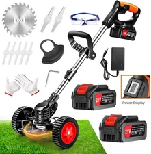 Cordless Weed Eater Electric Brush Cutter Lawn Edger Grass String Trimmer 2500W