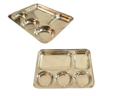 12 Pack Of 5 Compartment Stainless Steel Dinner Plate Indian Style Thali