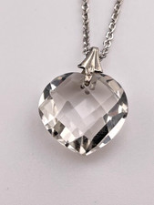 925 STERLING SILVER CRYSTAL HEART NECKLACE 18" LOVE ELEGANT 2189