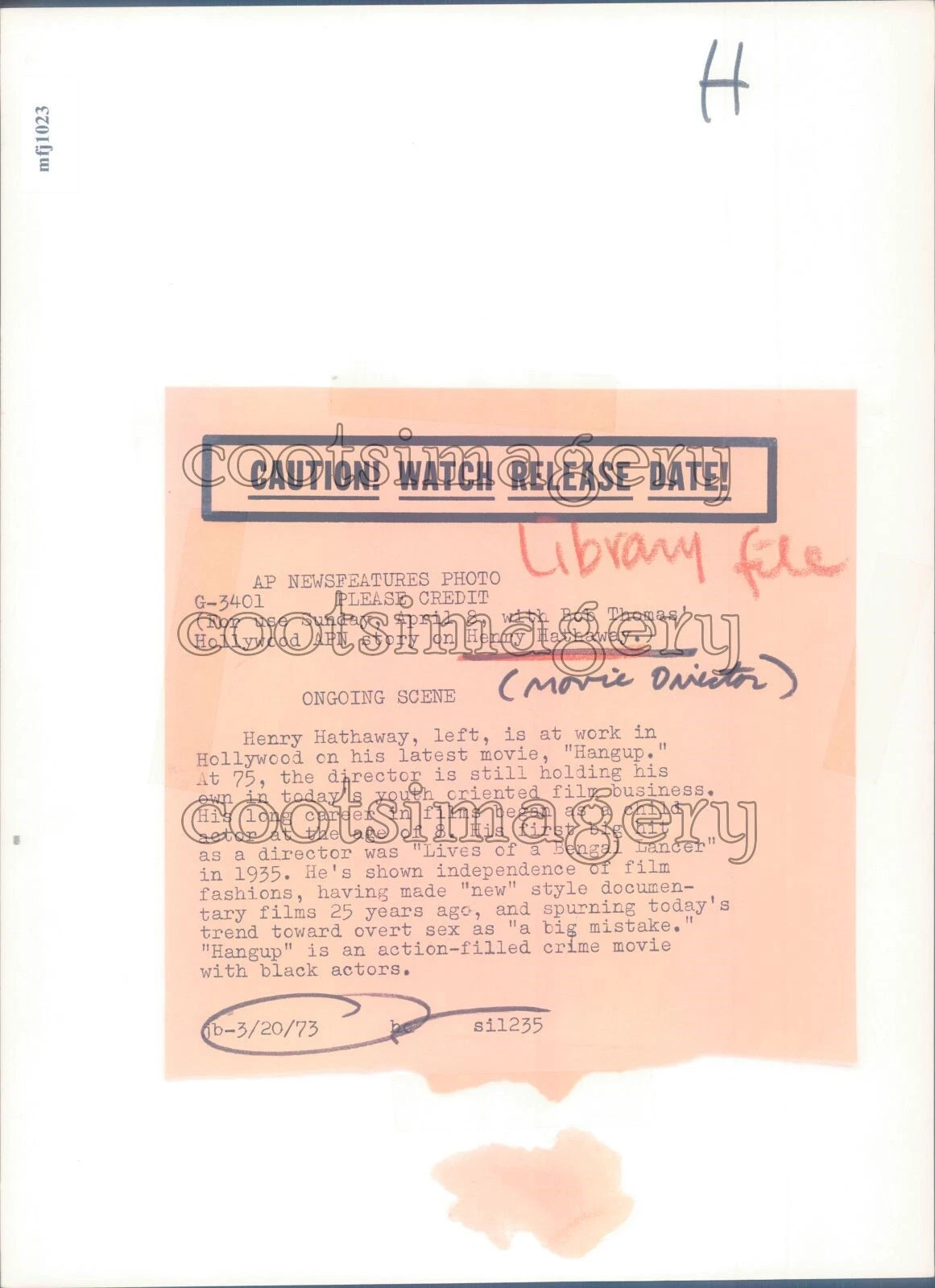 1973 Press Photo Movie Director Henry Hathaway 1970s - 画像2/2