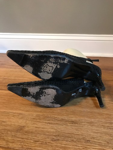 Stuart Weitzman Womens Black Patent Animal Print Slingback Pumps Heels Sz 7.5 - 第 9/12 張圖片